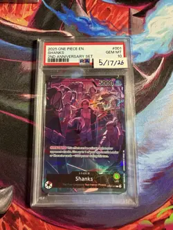 PSA 10 Shanks OP09-001 Leader 2nd Anniversary Set Gem Mint ONE PIECE CCG EN - Image 1