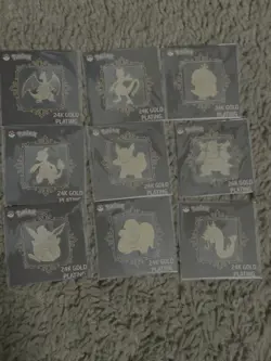24k Gold Plating Stickers Pokemon, Mewtwo, Zapdos, Dragonite, Eevee, Charizard - Image 1