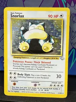 Pokemon TCG Snorlax Jungle 11/64 Holo MP Jungle set Holo Fossil Stamp - Image 3