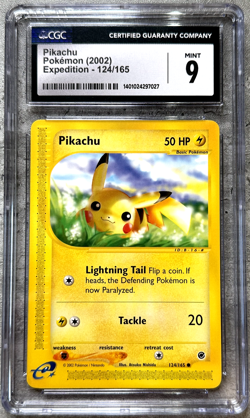 Pokemon Card Pikachu CGC 9 Mint, Expedition E-Series 124/165, WOTC 2002 - Image 1