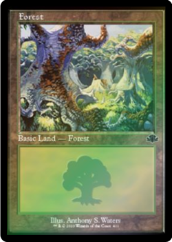Forest FOIL Retro Frame 411 Dominaria Remastered MTG Land - Image 1