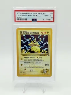 2000 POKEMON GYM HEROES HOLO #6 LT. SURGE'S ELECTABUZZ PSA 8 - Image 1