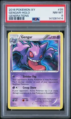 Pokemon TCG XY GENERATIONS - GENGAR Rare Holo #35 - PSA Grade 8 Quick Shipping - Image 1