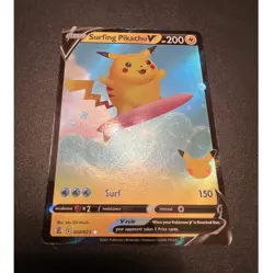 Pokemon TCG Surfing Pikachu V 008/025 Celebrations Ultra Rare Full Art Holo EN - Image 1