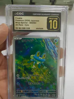 CGC 10 PRISTINE Froakie 086/083 AR Pokemon Japanese Ninja Spinner Holo - Image 1