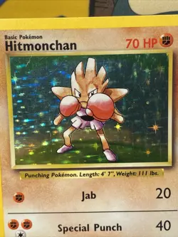 Pokemon TCG Hitmonchan 007/102 Base Set Unlimited Holo Rare Vintage 1999 WOTC - Image 2