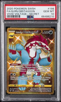 2020 POKEMON SWORD & SHIELD VIVID VOLTAGE FULL ART/GALARIAN OBSTAGOON PSA 10 - Image 1