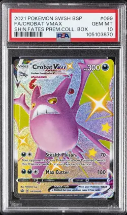 2021 POKEMON SWSH BLACK STAR PROMO #099 FULL ART/CROBAT VMAX PSA 10 - Image 1
