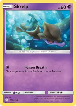 Skrelp 91/236 Sm-Cosmic Eclipse Regular NM-Mint Pokemon TCG - Image 1
