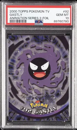 2000 TOPPS POKEMON TV ANIMATION SERIES 2 FOIL #92 GASTLY PSA 10 - Image 1