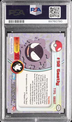 2000 TOPPS POKEMON TV ANIMATION SERIES 2 FOIL #92 GASTLY PSA 10 - Image 2