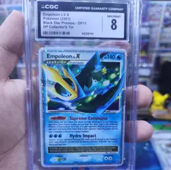 2007 POKEMON DIAMOND & PEARL EMPOLEON LV. X DP11 TIN BLACK STAR PROMO HOLO CGC 8 - Image 1