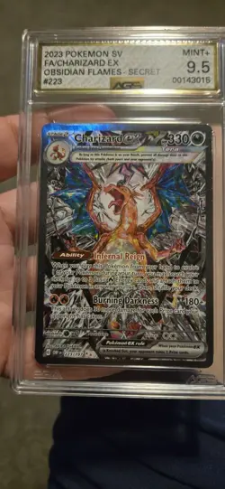 2023 Pokemon SC/FA CHARIZARD-EX OBSIDIAN FLAMES-SECRET AGS MINT+ 9.5 - Image 1