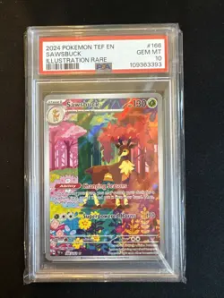 Sawsbuck 166/162 PSA 10 - SV05: Temporal Forces Holo Pokemon - Image 1