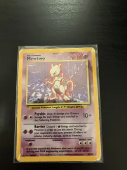 1999 POKEMON BASE SET UNLIMITED #10/102 MEWTWO HOLO HP - Image 1