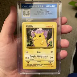 Pokemon TCG Pikachu Base Set 58/102 Regular Unlimited CGC 8.5 Yellow Cheeks - Image 1