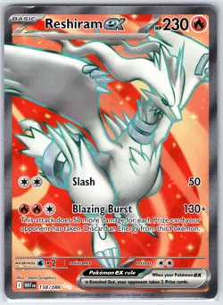 Reshiram ex 158/086 Holo Ultra Rare White Flare Pokemon Holo Near Mint - Image 1