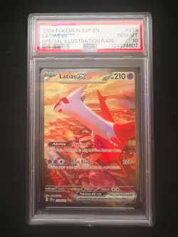 2024 POKEMON SSP EN-SURGING SPARKS SPECIAL ILLUSTRATION RARE LATIAS EX PSA 10 - Image 1