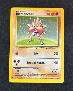 1999 POKEMON BASE SET 7/102 HITMONCHAN HOLO - LP - Image 1