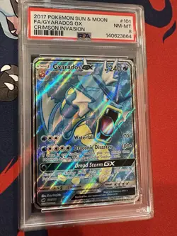 Pokemon Crimson Invasion Gyarados GX Full Art Holo Ultra Rare 101/111 PSA 8 - Image 1