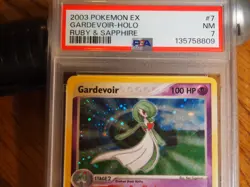 Pokemon 2003 Ruby Sapphire Gardevoir holo card with swirl, PSA 7 - Image 2