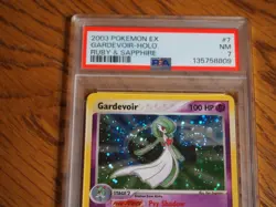 Pokemon 2003 Ruby Sapphire Gardevoir holo card with swirl, PSA 7 - Image 3