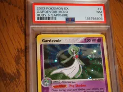 Pokemon 2003 Ruby Sapphire Gardevoir holo card with swirl, PSA 7 - Image 5
