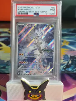 PSA 9 N's Reshiram 167/159 IR Stamped Journey Together Box Topper Pokemon Card - Image 1