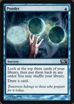 Heavy Play, English MTG Ponder Magic 2012 Magic the Gathering - Image 1