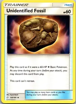 Unidentified Fossil 155/181 Uncommon Team Up Pokemon Near Mint - Image 1