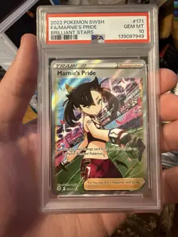 PSA 10 MARNIE'S PRIDE 171 BRILLIANT STARS SWORD & SHIELD TRAINER POKEMON - Image 1