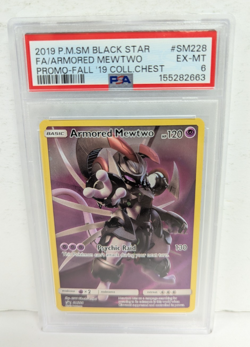 2019 Pokemon Black Star #SM228 FA/Armoured Mewtwo Promo-Fall 19 Coll.Chest PSA 6 - Image 1