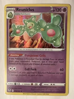 Pokemon TCG Reuniclus Sword & Shield - Silver Tempest 078/195 Holo Rare NM - Image 1
