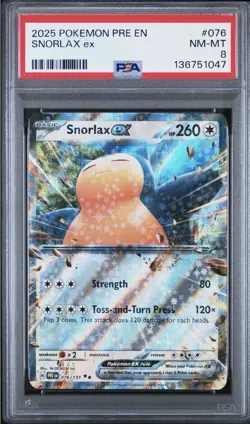 2025 POKEMON PRE EN-PRISMATIC EVOLUTIONS #076 SNORLAX EX PSA 8 - Image 1