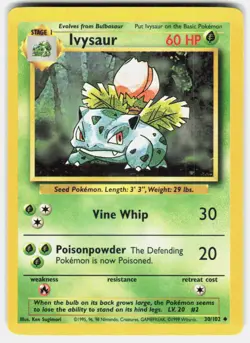 Ivysaur 30/102 Uncommon Base Set Unlimited Pokemon Lightly Played - Image 2