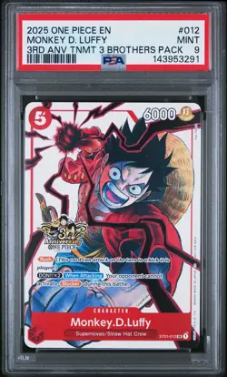 2025 ONE PIECE 3RD ANNIVERSARY TOURNAMENT 3 BROTHERS PACK MONKEY D. LUFFY PSA 9 - Image 1