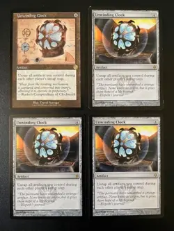 MTG- Unwinding Clock x4 - (1x Brother's War Retro, 3x New Phyrexia) - Image 1