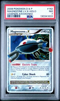 2008 POKEMON DP LEGENDS AWAKENED MAGNEZONE LV X #142 PSA 7 NM #130341633 - Image 1