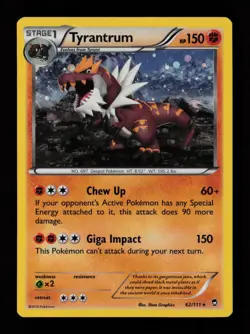 Tyrantrum 62/111 Cosmos Holo Rare Furious Fists Pokemon Cards - Image 1