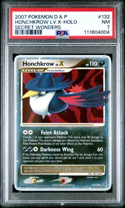 2007 POKEMON DP SECRET WONDERS HONCHKROW LV. X #132 PSA 7 NM #111604004 - Image 1