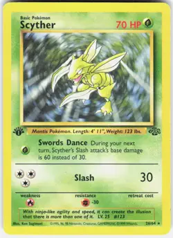Scyther 26/64 Rare Jungle Pokemon 1st Edition MP - Image 1