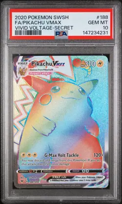 2020 POKEMON SWORD & SHIELD VIVID VOLTAGE SECRET FULL ART/PIKACHU VMAX PSA 10 - Image 1