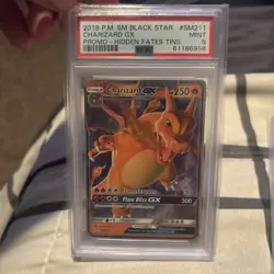 2019 POKEMON SM BLACK STAR PROMO SM211 CHARIZARD GX HIDDEN FATES TINS PSA 9 - Image 1