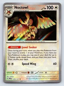 Noctowl (Poke Ball Pattern) 078/131 Holo Rare Prismatic Evolutions Pokemon NM - Image 1