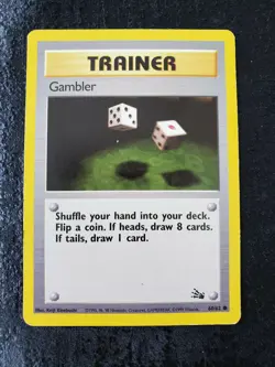 Gambler Trainer Pokemon Card Fossil Set 60/62 Common - Image 1