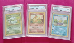 Pokemon TCG Bulbasaur Charmander Squirtle All PSA 9 Mint - Image 1