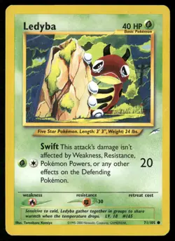 Ledyba 71/105 Common Neo Destiny Pokemon Damaged - Image 1