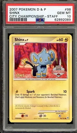 Pokemon Shinx STAFF City Championships Diamond & Pearl 98 PSA 10 Gem Mint-POP 13 - Image 1