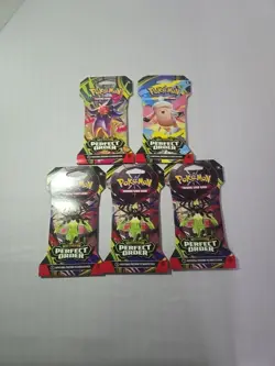 Pokemon TCG Perfect Order Art Set of 4 Sleeved booster packs Plus Bonus Bits. - Image 1