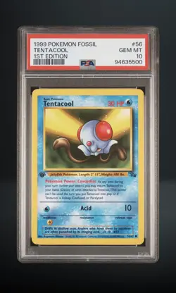 Pokemon Tentacool 56/62 Fossil 1st Edition PSA 10 Regular - Image 1